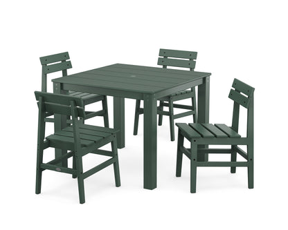 POLYWOOD Modern Studio Plaza Chair 5-Piece Parsons Dining Set in Green