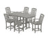 POLYWOOD Country Living Cottage Arm Chair 7-Piece Farmhouse Counter Set in Slate Grey
