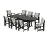POLYWOOD Coastal 9-Piece Dining Set with Trestle Legs in Black / Birch