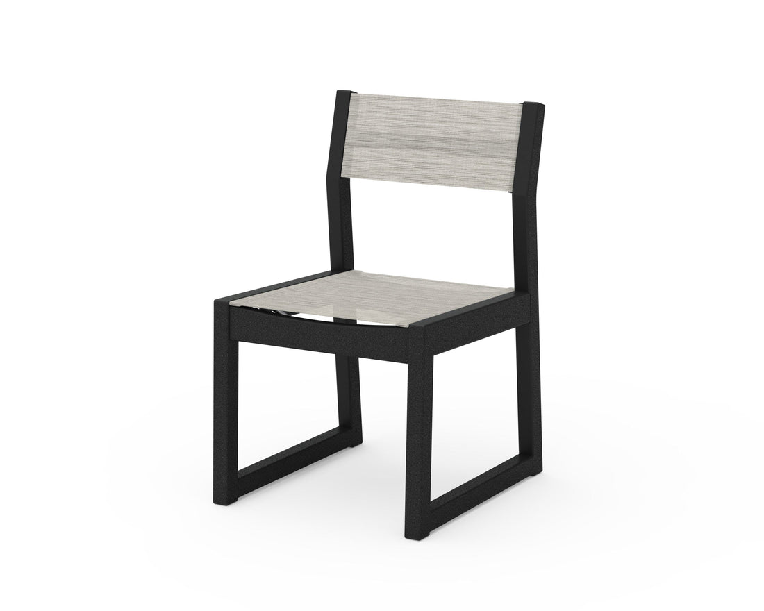 POLYWOOD EDGE Sling Dining Side Chair in Black / Birch