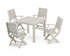POLYWOOD Coastal Folding Chair 5-Piece Parsons Dining Set in Sand / Birch