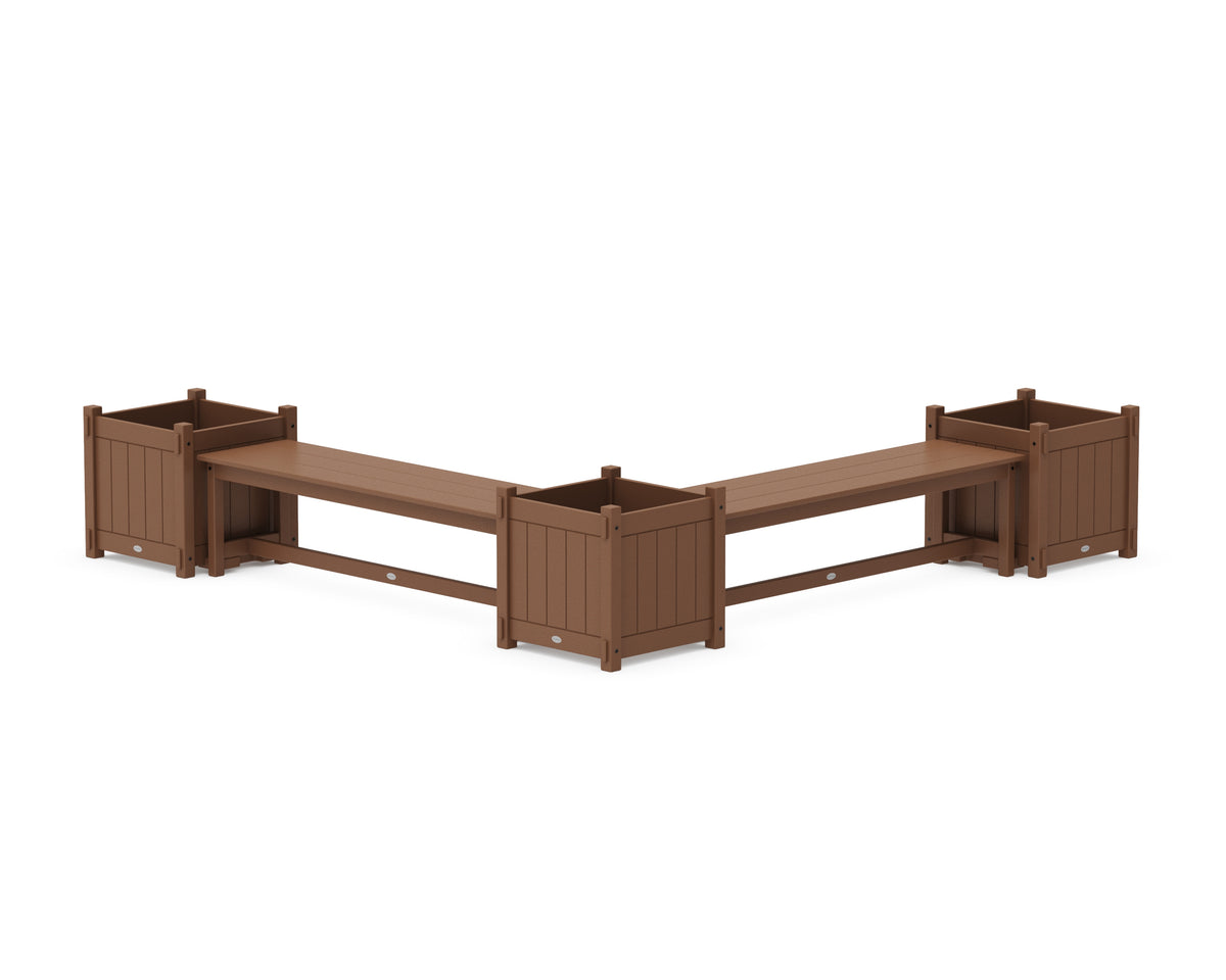 POLYWOOD 60" Vineyard L-Shaped Planter Bench Corner Set - Large in Teak
