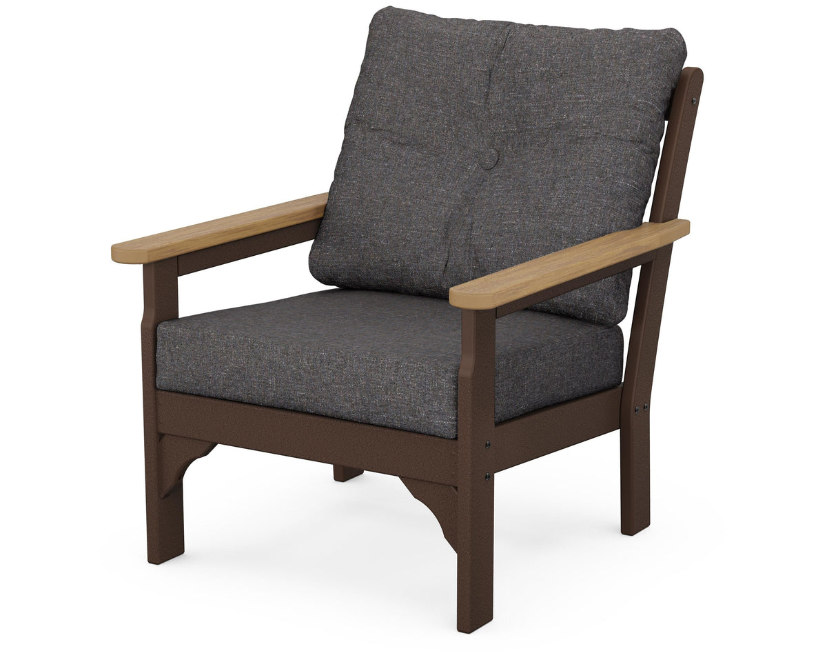 POLYWOOD Vineyard Deep Seating Chair in Mahogany / Natural / Ash Charcoal