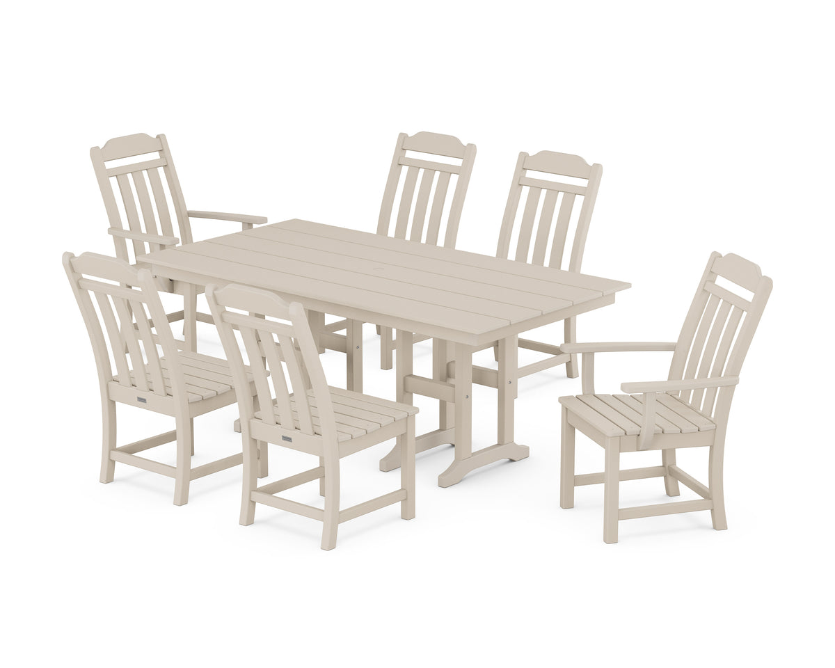 POLYWOOD Cottage 7-Piece Farmhouse Dining Set in Sand
