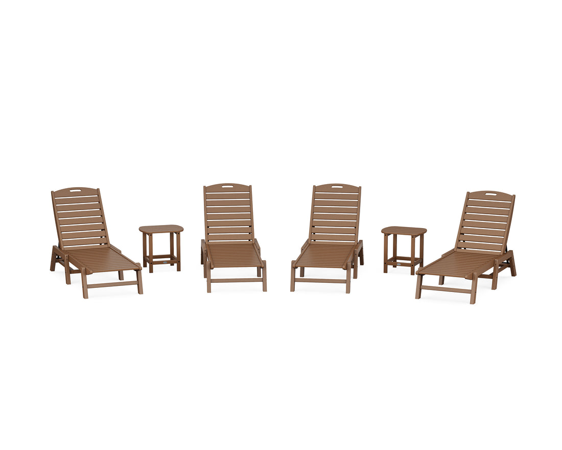 POLYWOOD Nautical Chaise 6-Piece Set in Teak