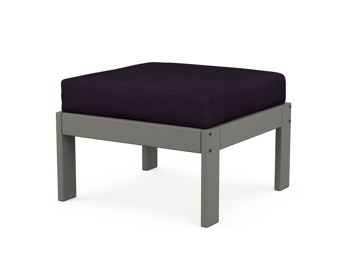 POLYWOOD Vineyard Modular Ottoman in Slate Grey / Navy Linen