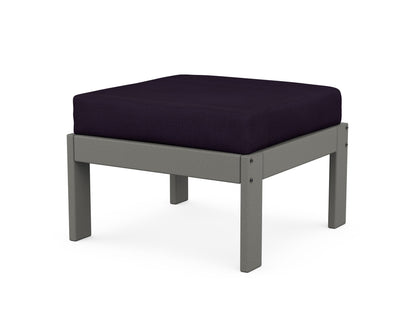 POLYWOOD Vineyard Modular Ottoman in Slate Grey / Navy Linen
