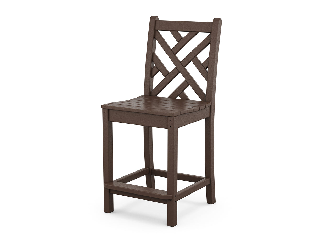 POLYWOOD Chippendale Counter Side Chair in Mahogany