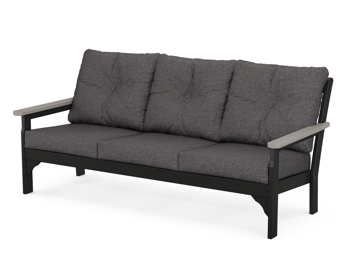 POLYWOOD Vineyard Deep Seating Sofa in Black / Driftwood / Ash Charcoal