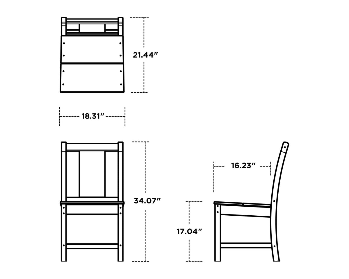 POLYWOOD Prairie Dining Side Chair dimensions