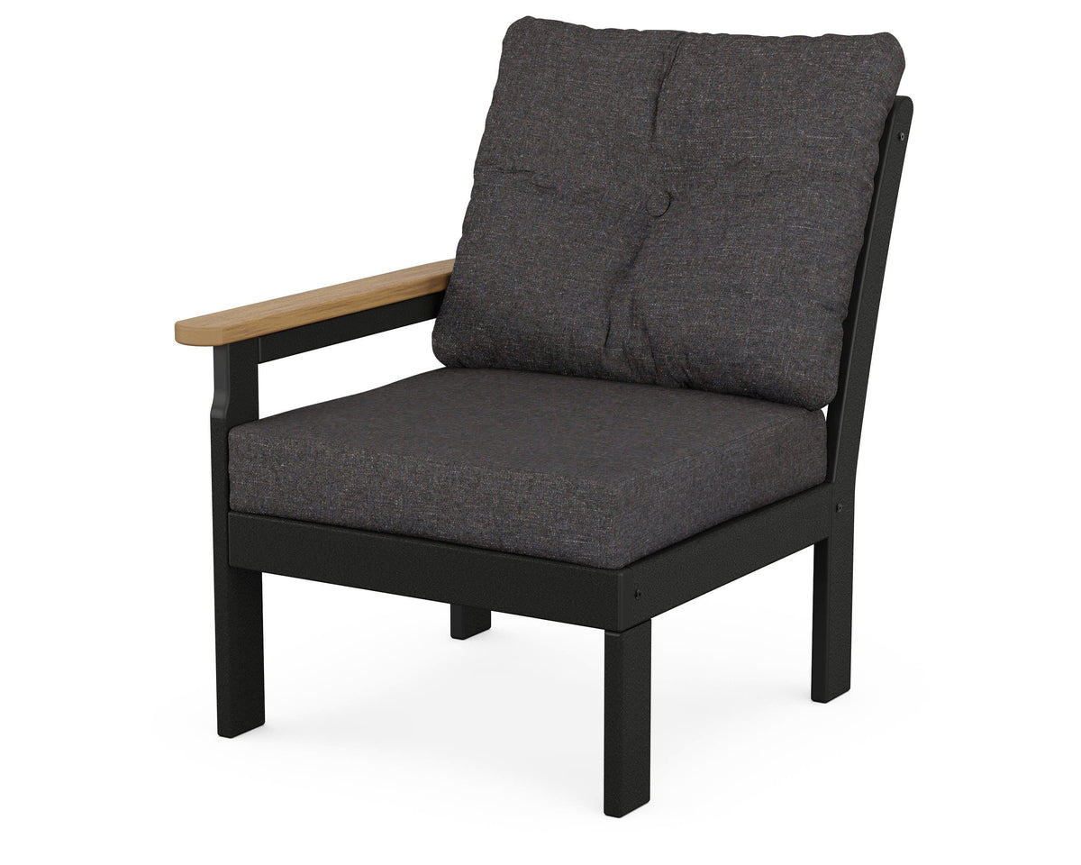 POLYWOOD Vineyard Modular Left Arm Chair in Black / Natural / Ash Charcoal