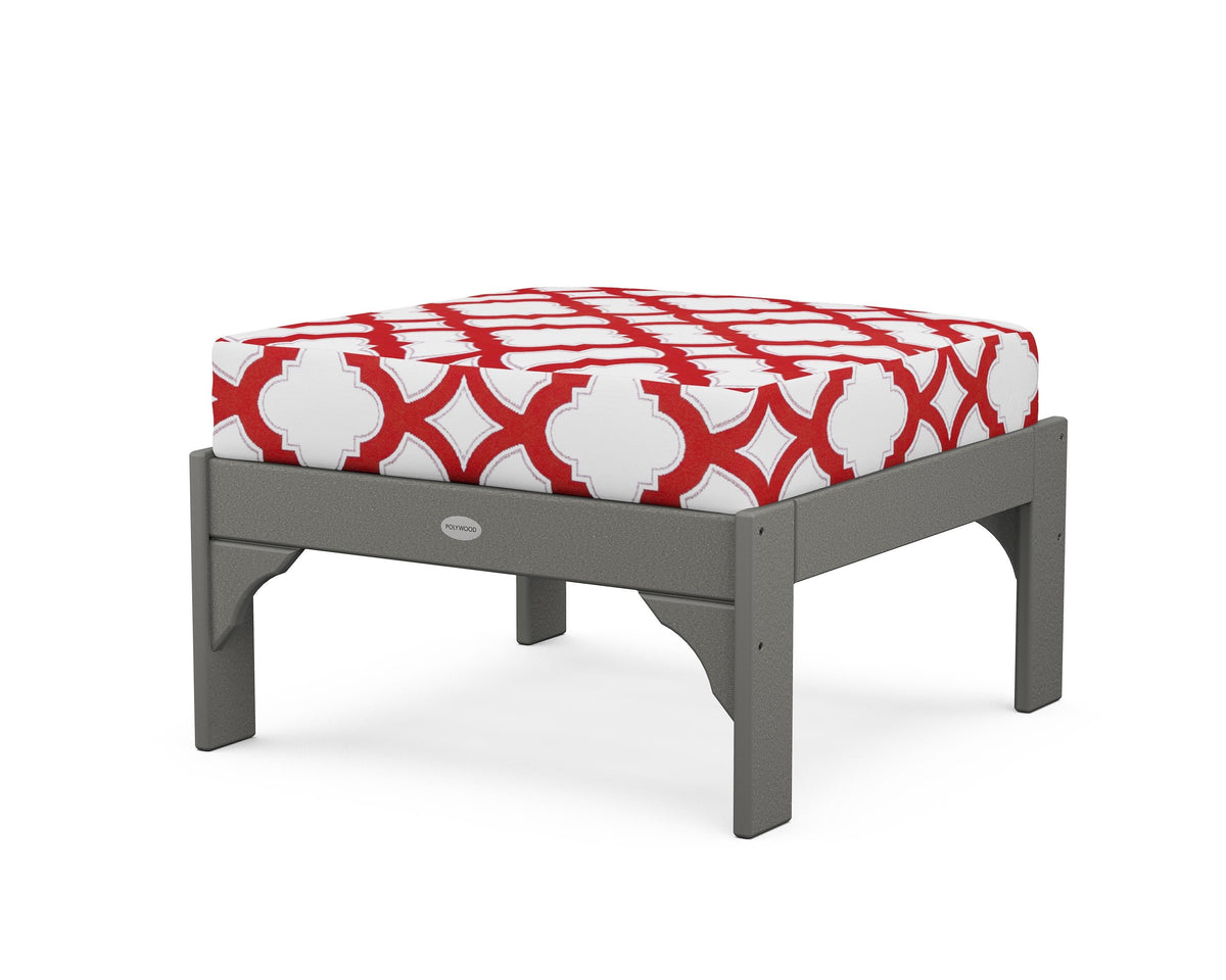 POLYWOOD Vineyard Deep Seating Ottoman in Slate Grey / Trellis Crimson