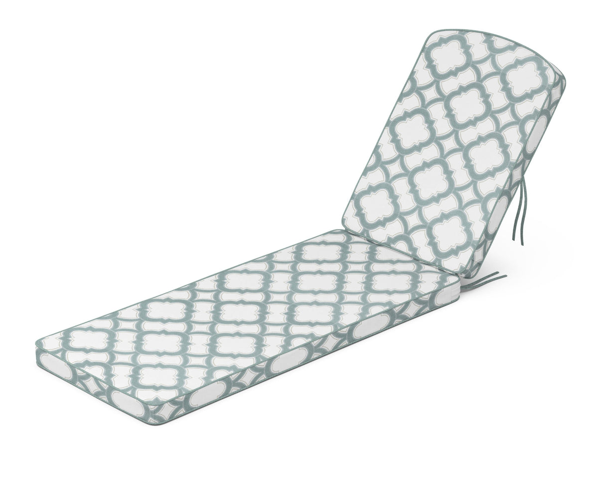 POLYWOOD Chinoiserie Chaise Cushion in Trellis Glacier Spa