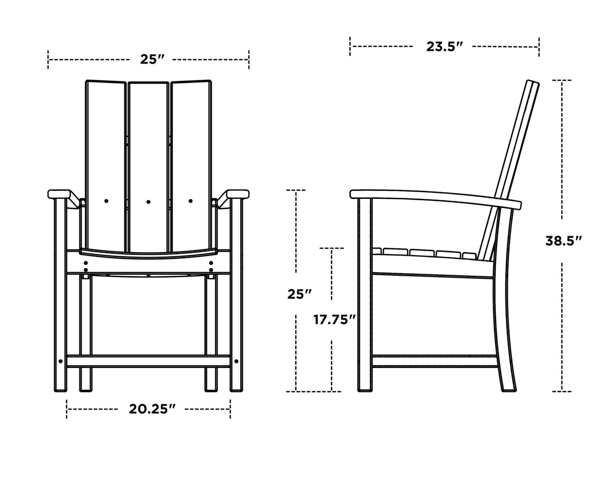 POLYWOOD Modern Adirondack Dining Chair dimensions