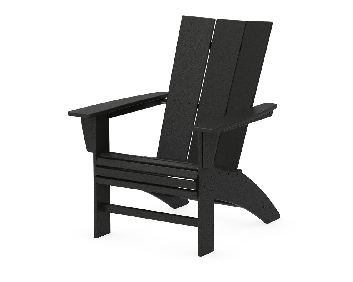 POLYWOOD Modern Curveback Adirondack Chair in Black