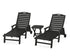 POLYWOOD Nautical 3-Piece Chaise Set with Nautical Side Table in Black