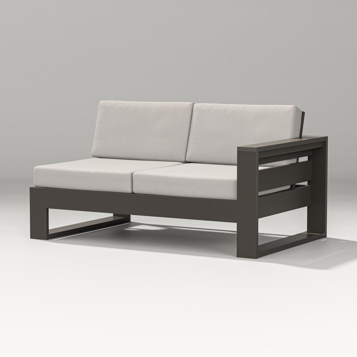 POLYWOOD Latitude Modular Right Arm Loveseat in Vintage Coffee / Cast Ash