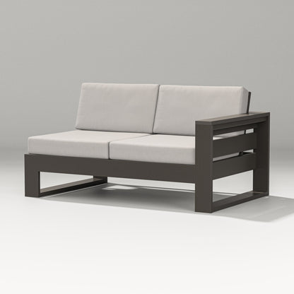 POLYWOOD Latitude Modular Right Arm Loveseat in Vintage Coffee / Cast Ash