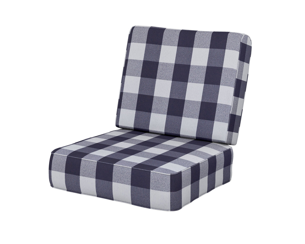 POLYWOOD Ateeva Harbour Seat and Back Cushion in Buffalo Plaid Navy