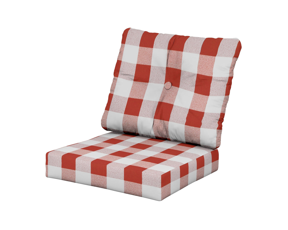 POLYWOOD Vineyard Seat/Back Cushion in Buffalo Plaid Crimson