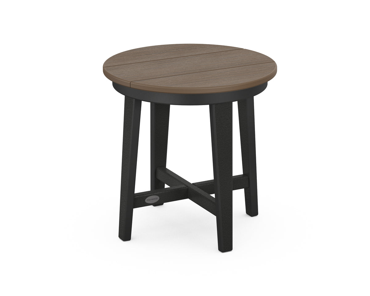 POLYWOOD Newport 19" Round End Table in Black / Kona
