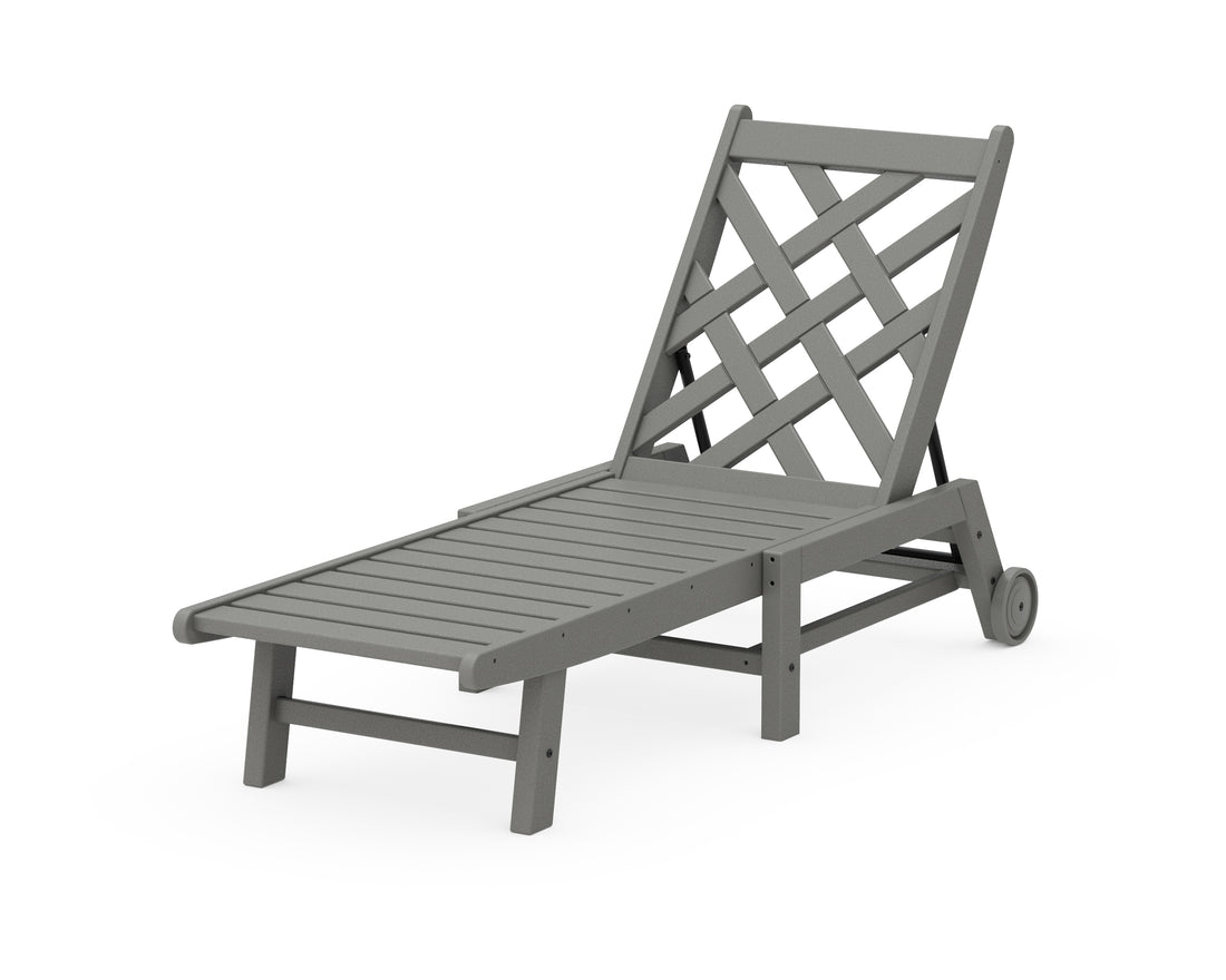POLYWOOD Wovendale Chaise with Wheels in Slate Grey