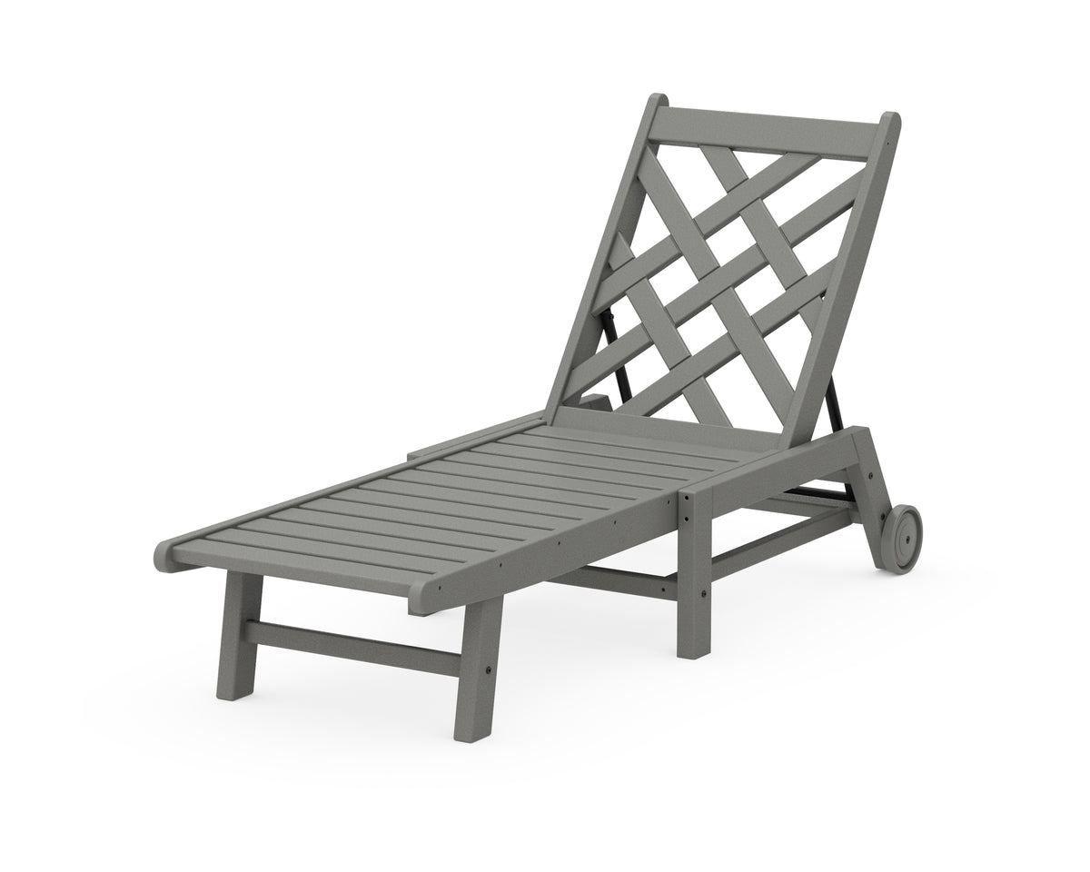 POLYWOOD Wovendale Chaise with Wheels in Slate Grey