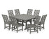 POLYWOOD Wovendale Side Chair 9-Piece Square Farmhouse Dining Set with Trestle Legs in Slate Grey