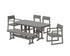 POLYWOOD EDGE 6-Piece Dining Set with Bench (Nautical 37" x 72" Table) in Slate Grey