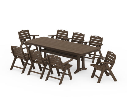 POLYWOOD Nautical Lowback 9-Piece Dining Set with Trestle Legs in Kona