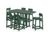 POLYWOOD Modern Studio Urban Lowback Bar Chair 7-Piece Set in Green