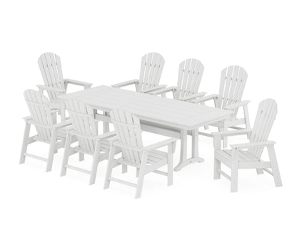 POLYWOOD South Beach 9-Piece Farmhouse Dining Set with Trestle Legs in White