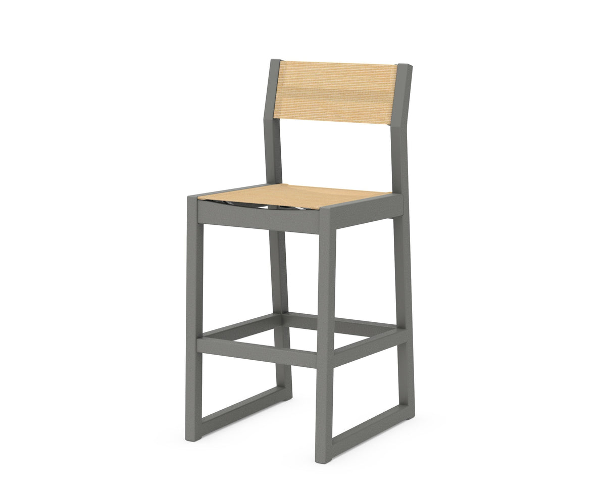 POLYWOOD EDGE Sling Bar Side Chair in Slate Grey / Dupioni Apricot