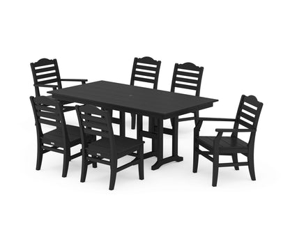 POLYWOOD Savannah 7-Piece Farmhouse Dining Set in Black
