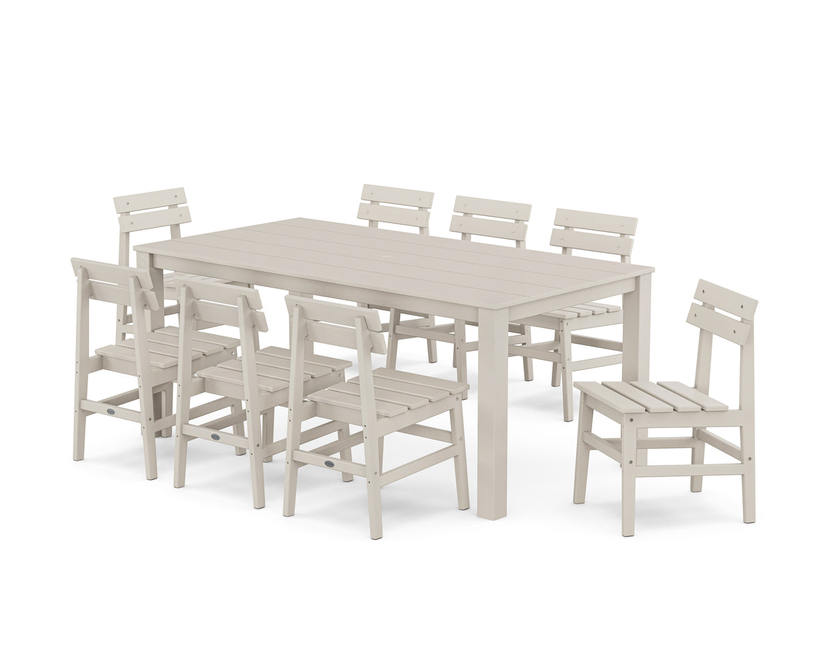POLYWOOD Modern Studio Plaza Chair 9-Piece Parsons Dining Set in Sand