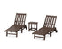 POLYWOOD Vineyard 3-Piece Chaise with Wheels Set in Mahogany