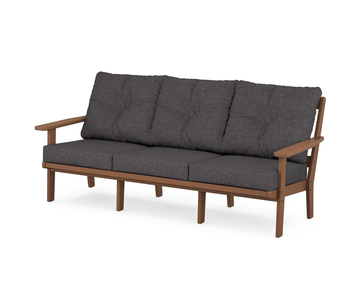 POLYWOOD Prairie Deep Seating Sofa in Teak / Ash Charcoal