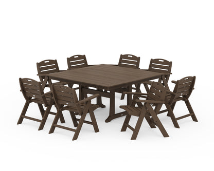 POLYWOOD Nautical Lowback 9-Piece Square Dining Set with Trestle Legs in Kona