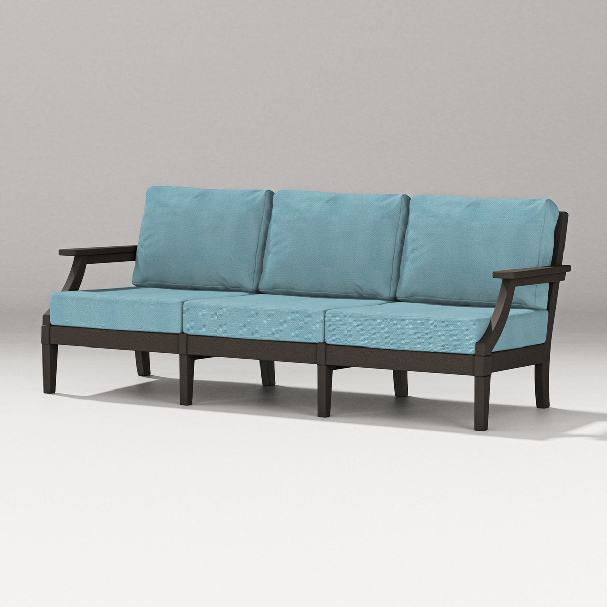POLYWOOD Estate Sofa in Vintage Coffee / Lattice Sky Blue