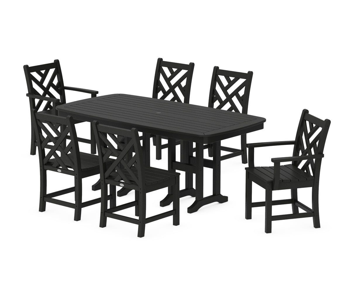 POLYWOOD Chippendale 7-Piece Dining Set in Black