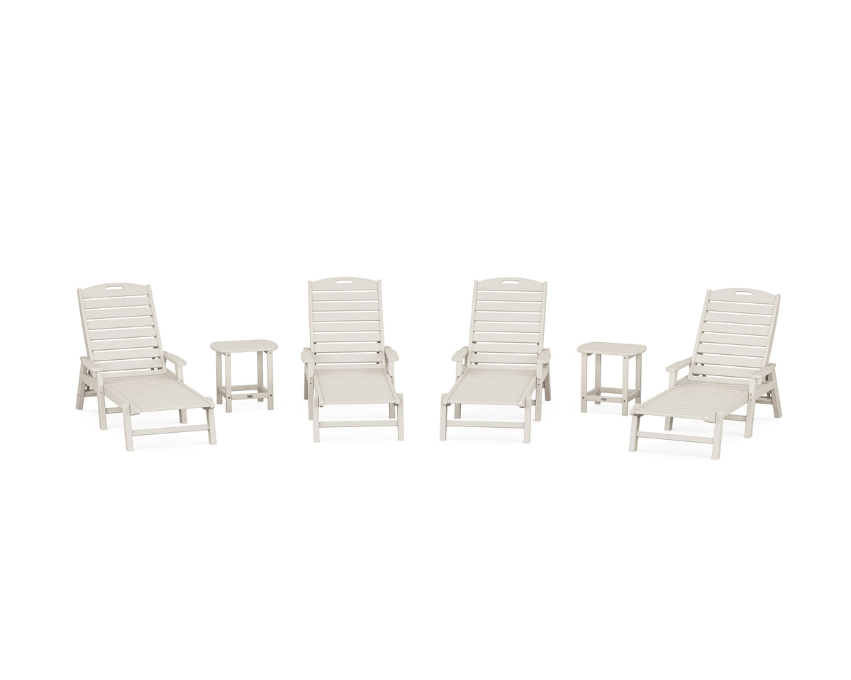 POLYWOOD Nautical Chaise 6-Piece Set with Arms in Sand