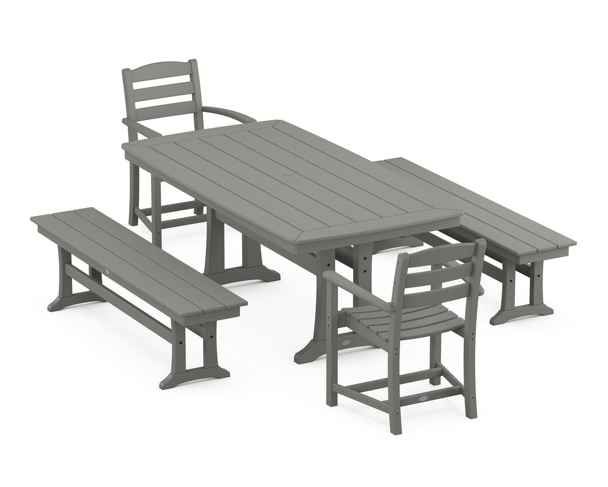 POLYWOOD La Casa Café 5-Piece Dining Set with Trestle Legs in Slate Grey