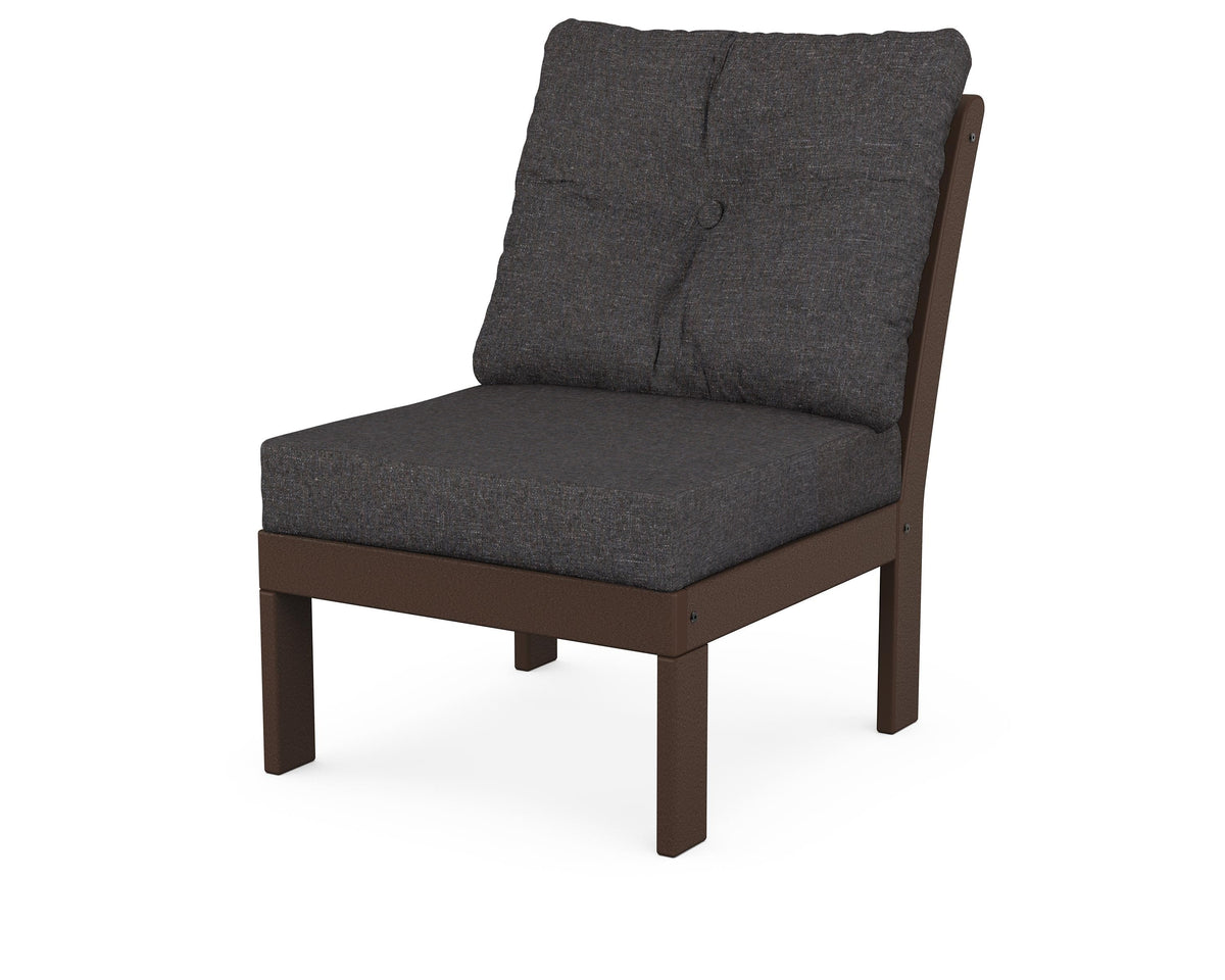 POLYWOOD Vineyard Modular Armless Chair in Mahogany / Ash Charcoal