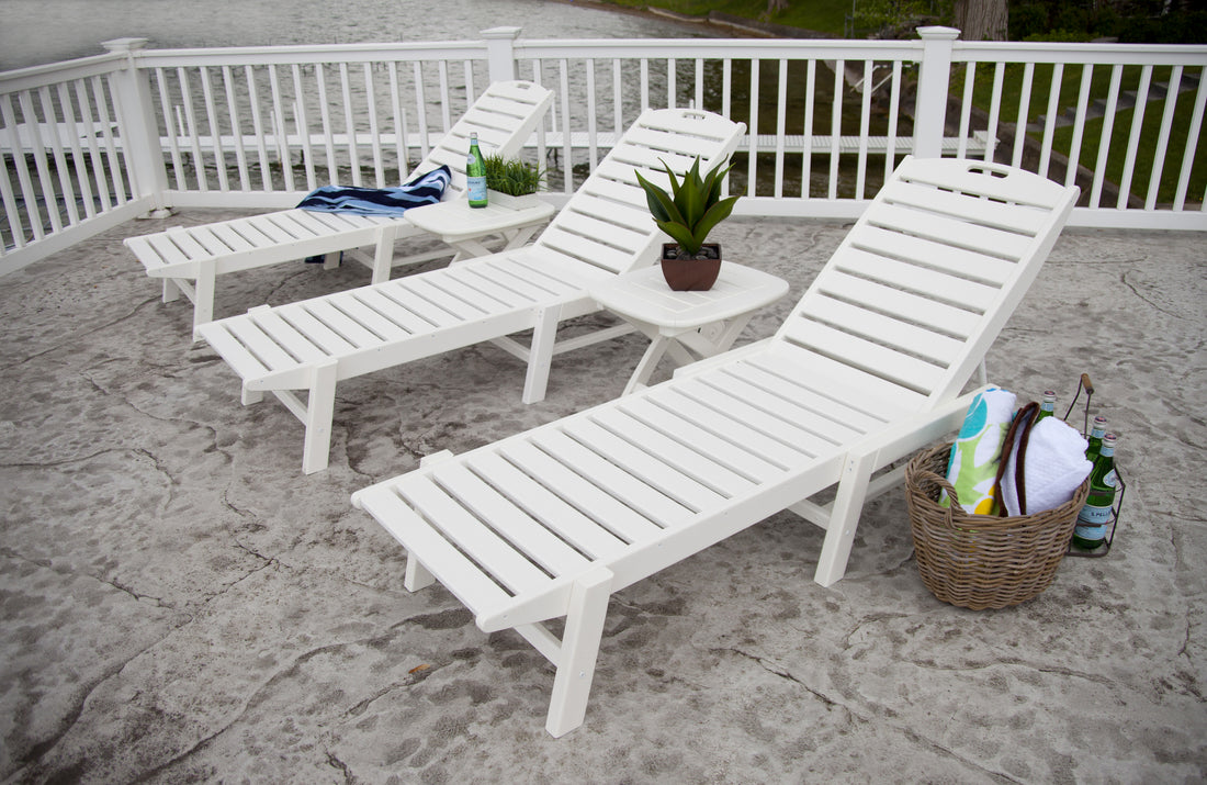 POLYWOOD Nautical Chaise in White in an outdoor setting