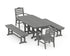 POLYWOOD Savannah 5-Piece Dining Set with Benches in Slate Grey
