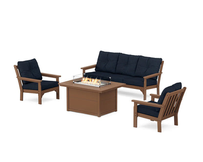 POLYWOOD Vineyard Deep Seating Fire Pit Table Set