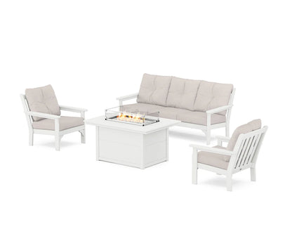 POLYWOOD Vineyard Deep Seating Fire Pit Table Set