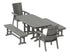 POLYWOOD Modern Curveback Adirondack 5-Piece Dining Set with Benches - 37" x 72" Table in Slate Grey