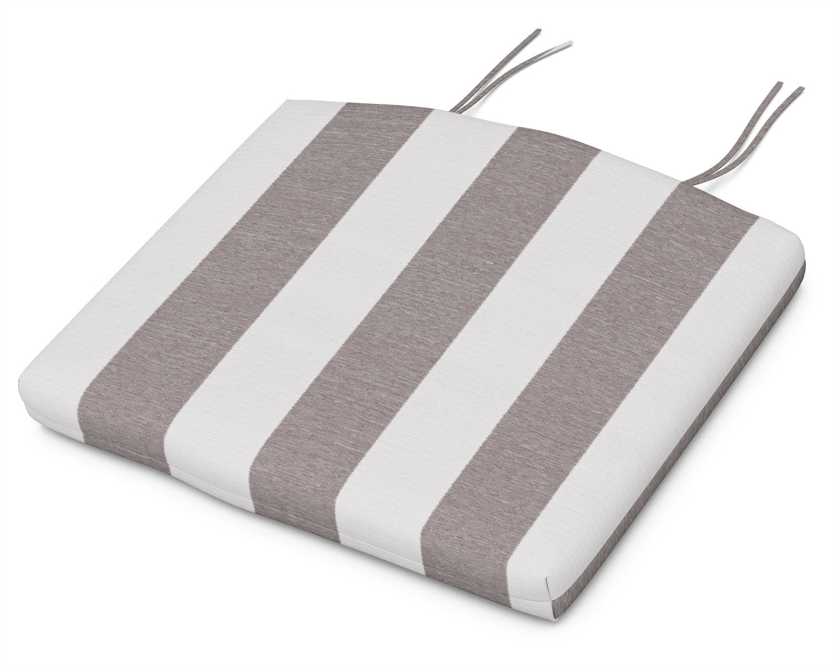 POLYWOOD Seat Cushion - 12.65"D x 15"W x 2.5"H in Cabana Stripe Grey Mist