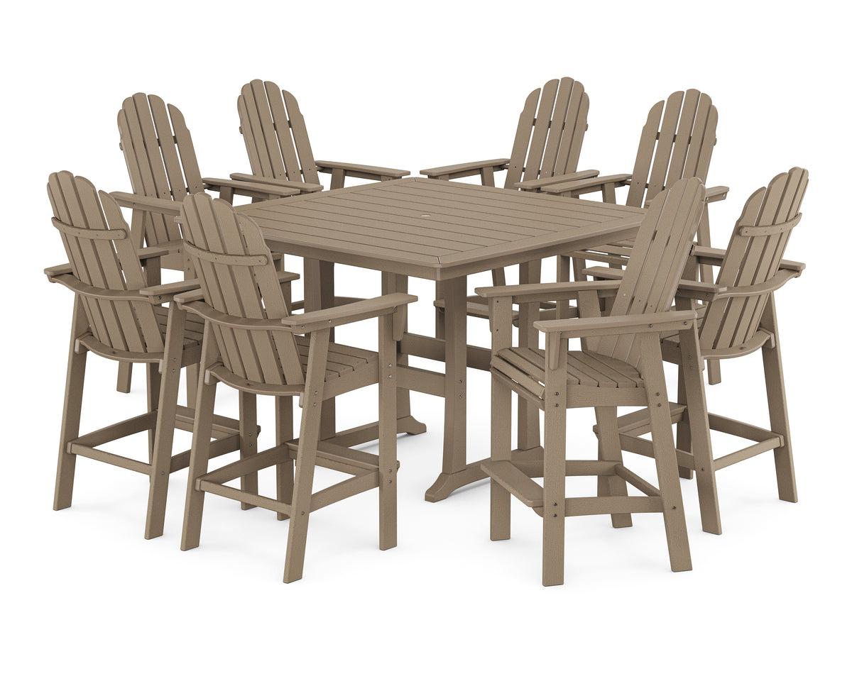 POLYWOOD Vineyard Curveback Adirondack 9-Piece Trestle Bar Set in Vintage Sahara